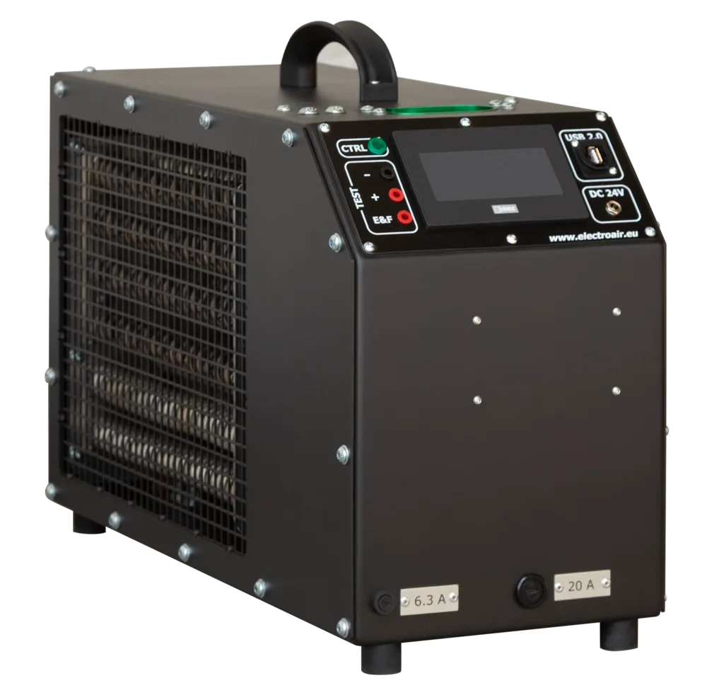 EAL-28 DC Load Bank Front and side view of EAL-28 DC load bank