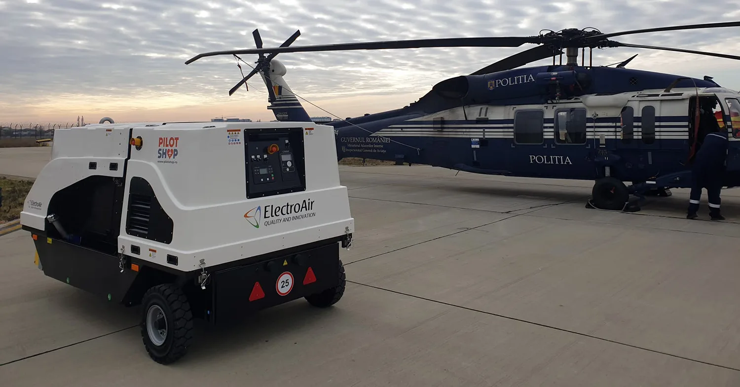 ElectroAir APA-ECO powering a search and rescue helicopter on the airfield