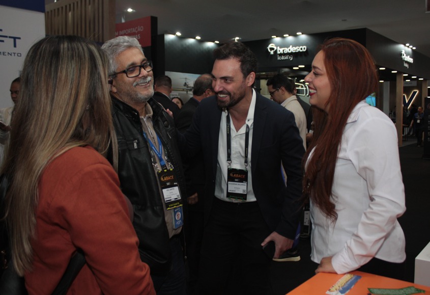 ElectroAir team networking with aviation professionals at an international exhibition in 2025